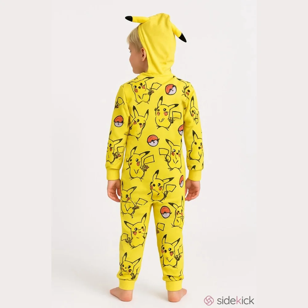 Pokemon Boys Pajama One Piece Yellow Size 6 7 - Picture 1 of 9